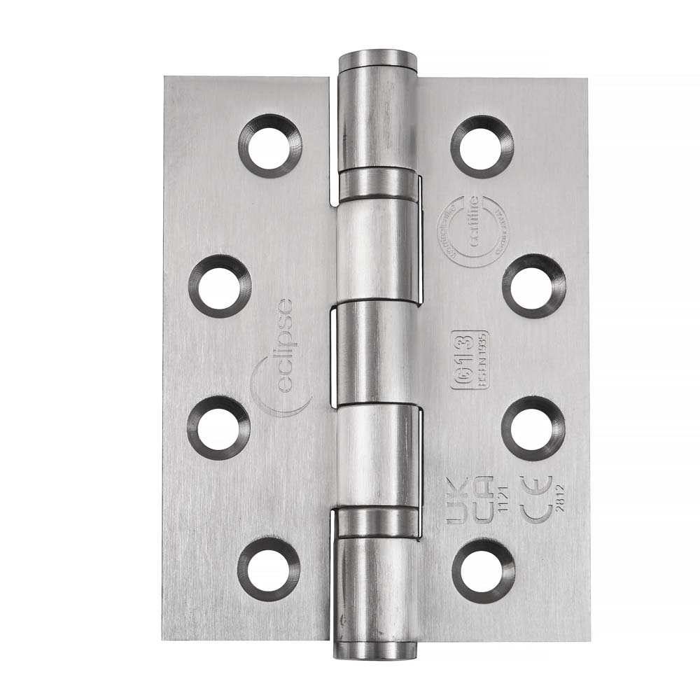 Eclipse 4 Inch (102mm) Ball Bearing Hinge Grade 13 Square Ends - Satin Stainless Steel (Pack of 3)